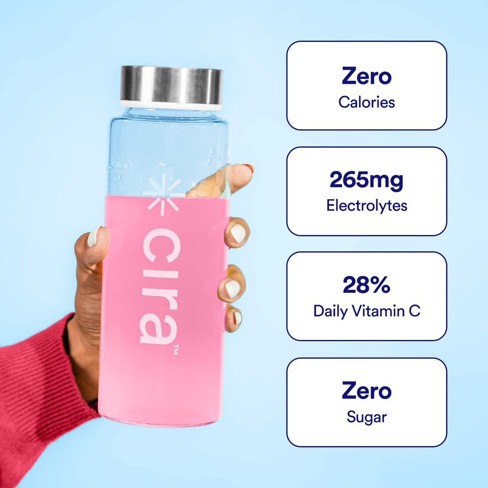 Cira Hydration Powder being poured into glass for electrolyte drink