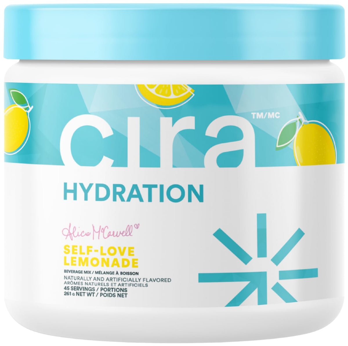 Cira Hydration Self-Love Lemonade powder poured into water for quick replenishment