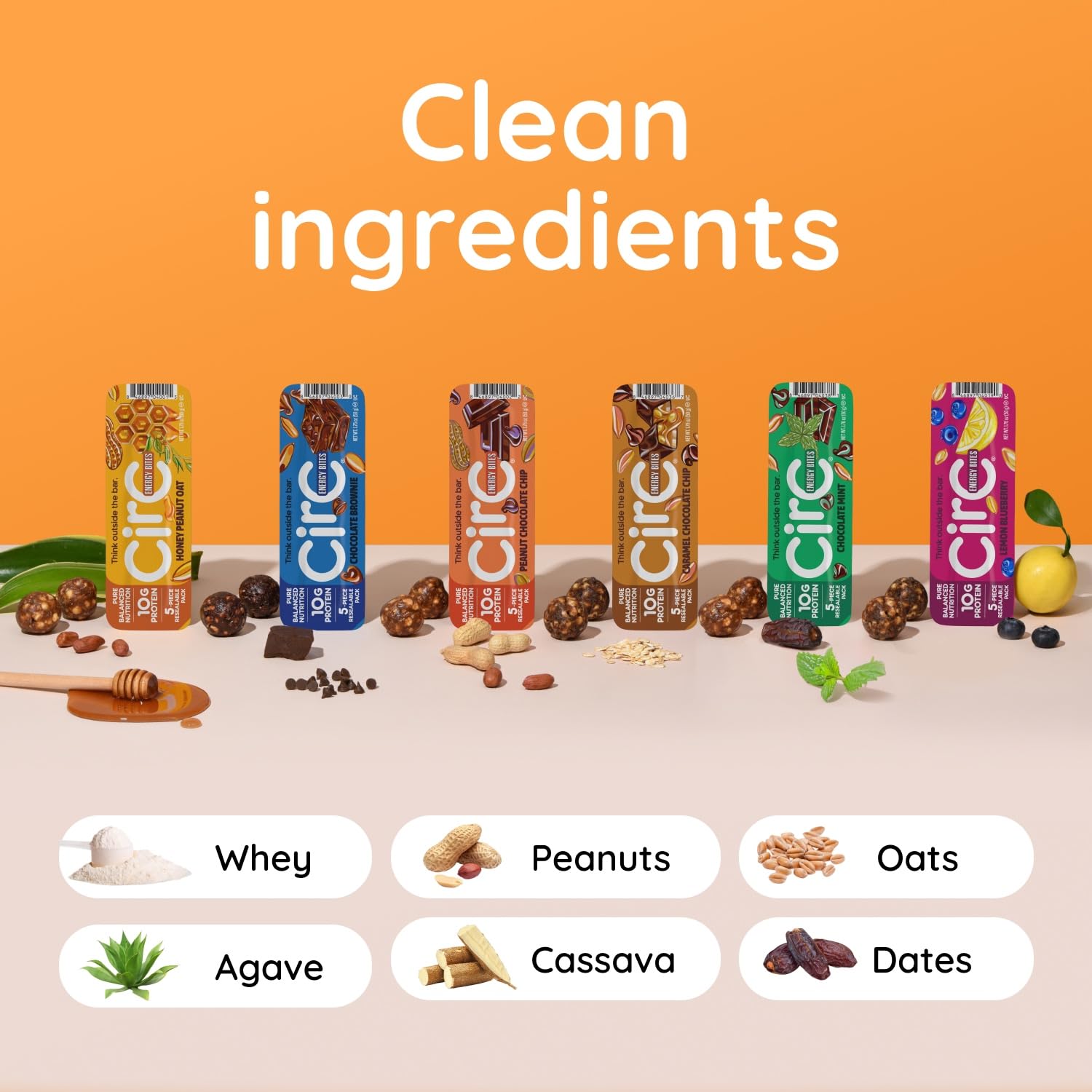 Whole grain oats and dates in CirC Energy Bites for balanced flavor
