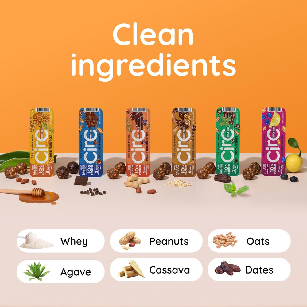 Whole grain oats and dates in CirC Energy Bites for balanced flavor