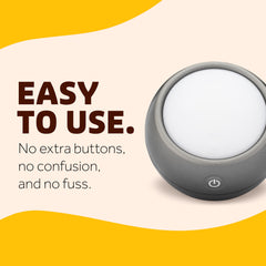 Circadian Optics Leo lamp turned on delivering 10,000 lux illumination.