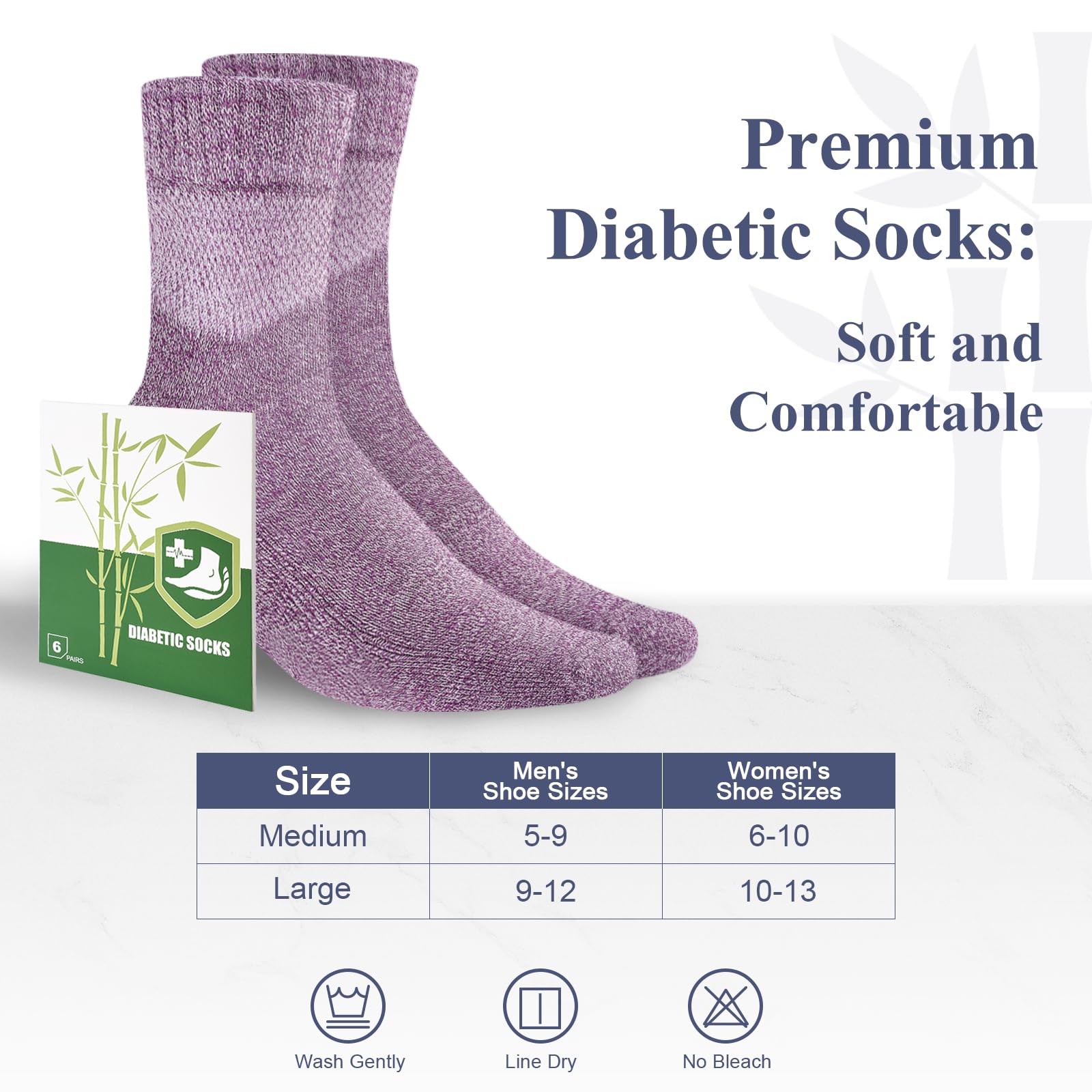 Cirorld bamboo viscose socks for swollen feet, easy care instructions.