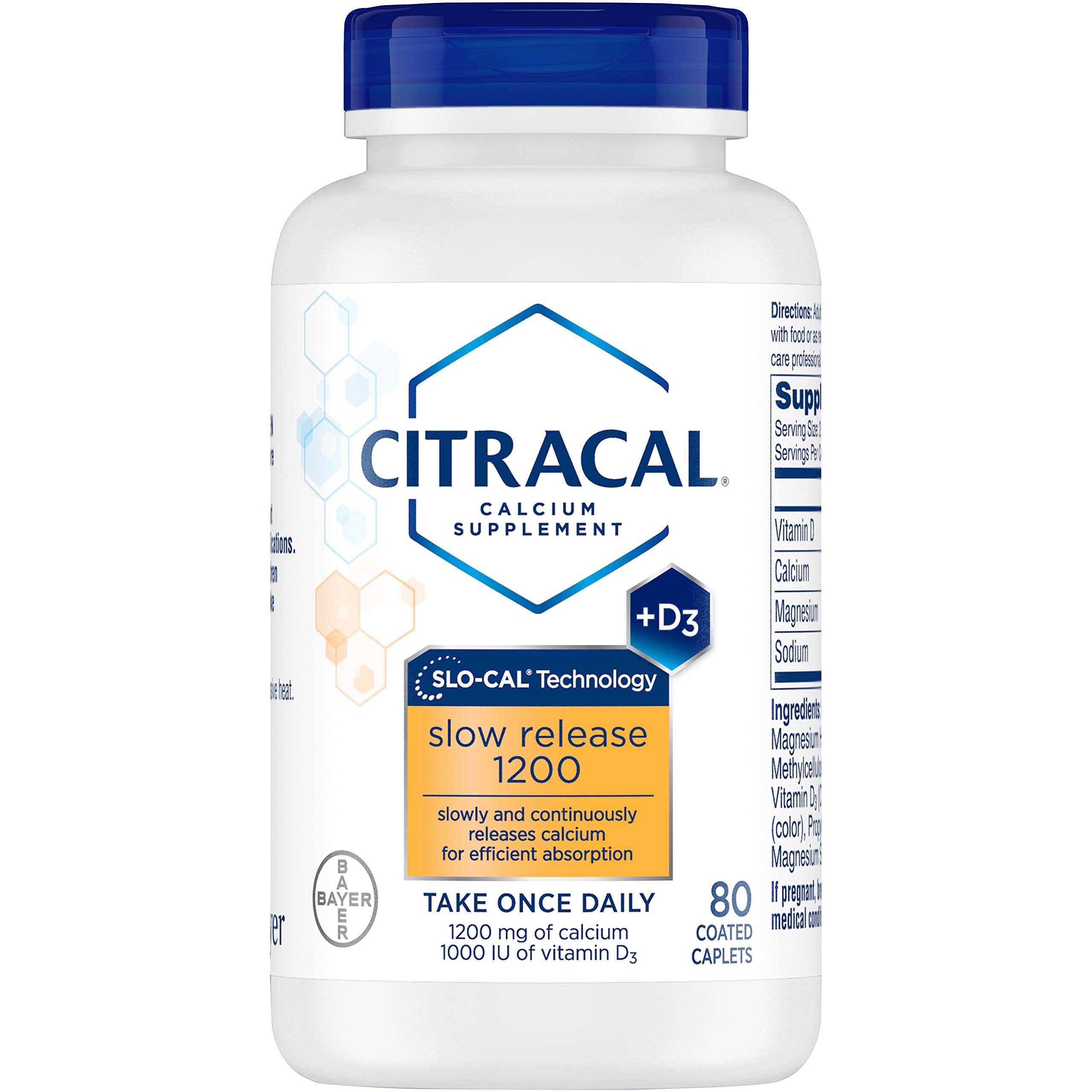 Citracal calcium with vitamin D slow-release tablets close-up emphasizing steady absorption