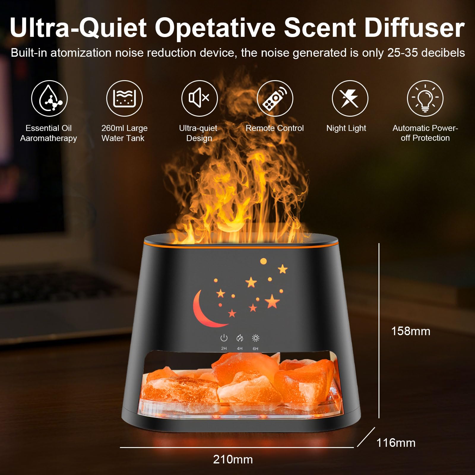 CJC 2-in-1 diffuser black finish with 260 ml tank and quiet operation.
