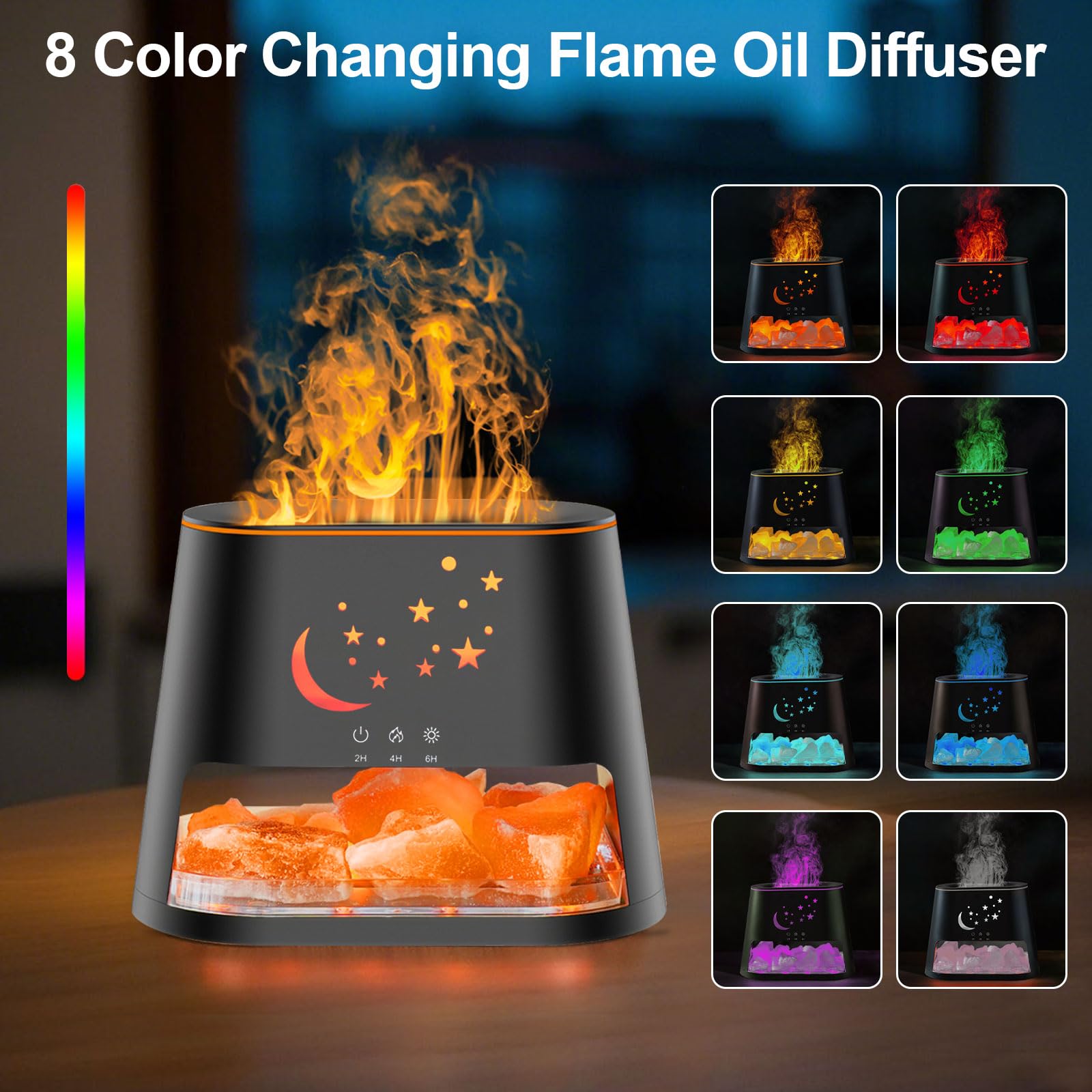 CJC Himalayan salt lamp kit black, 330-350g crystals glow softly.