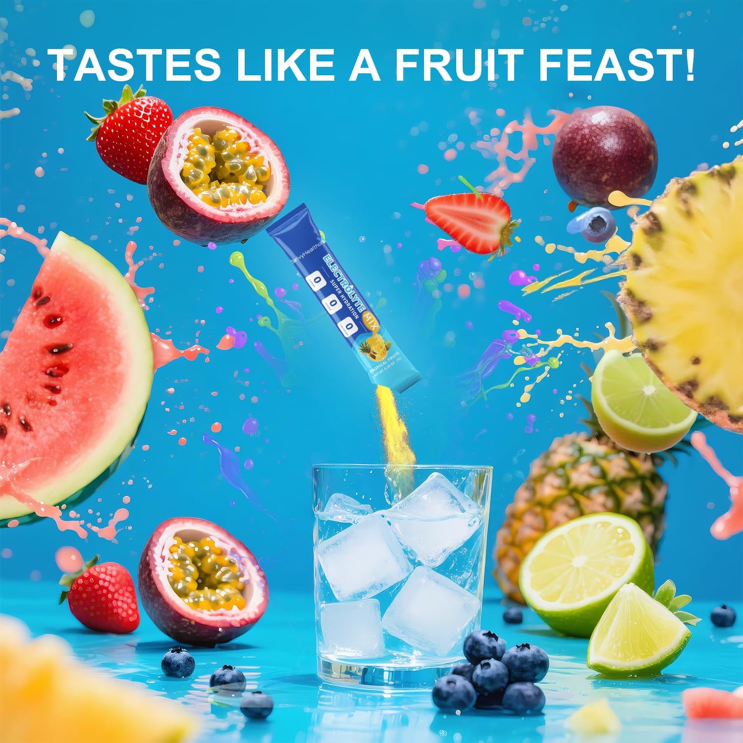 ClarivyHealthora electrolyte packets in strawberry for tasty hydration without sugar.