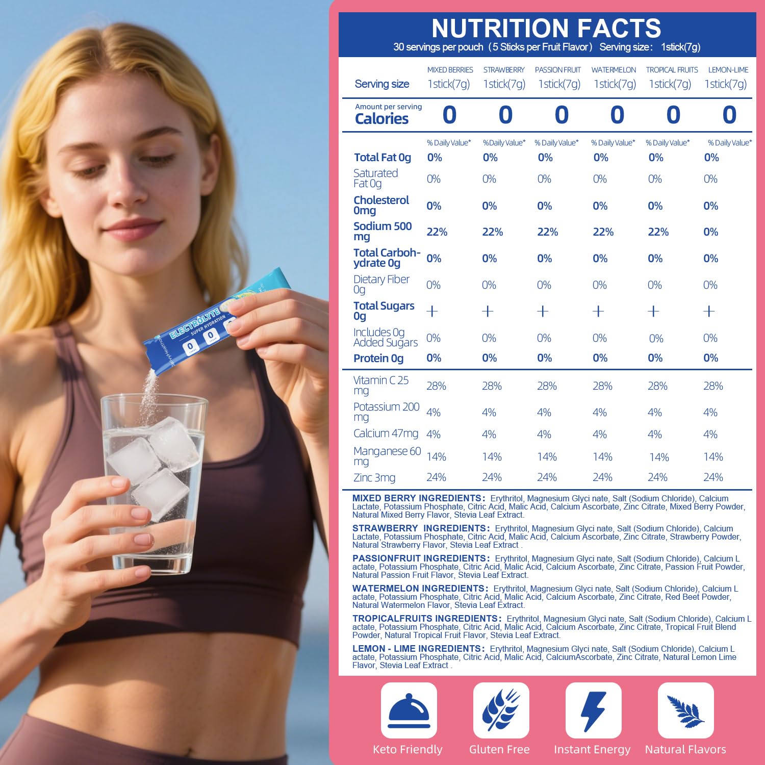 ClarivyHealthora electrolyte packets in tropical fruit for keto-friendly hydration anywhere.