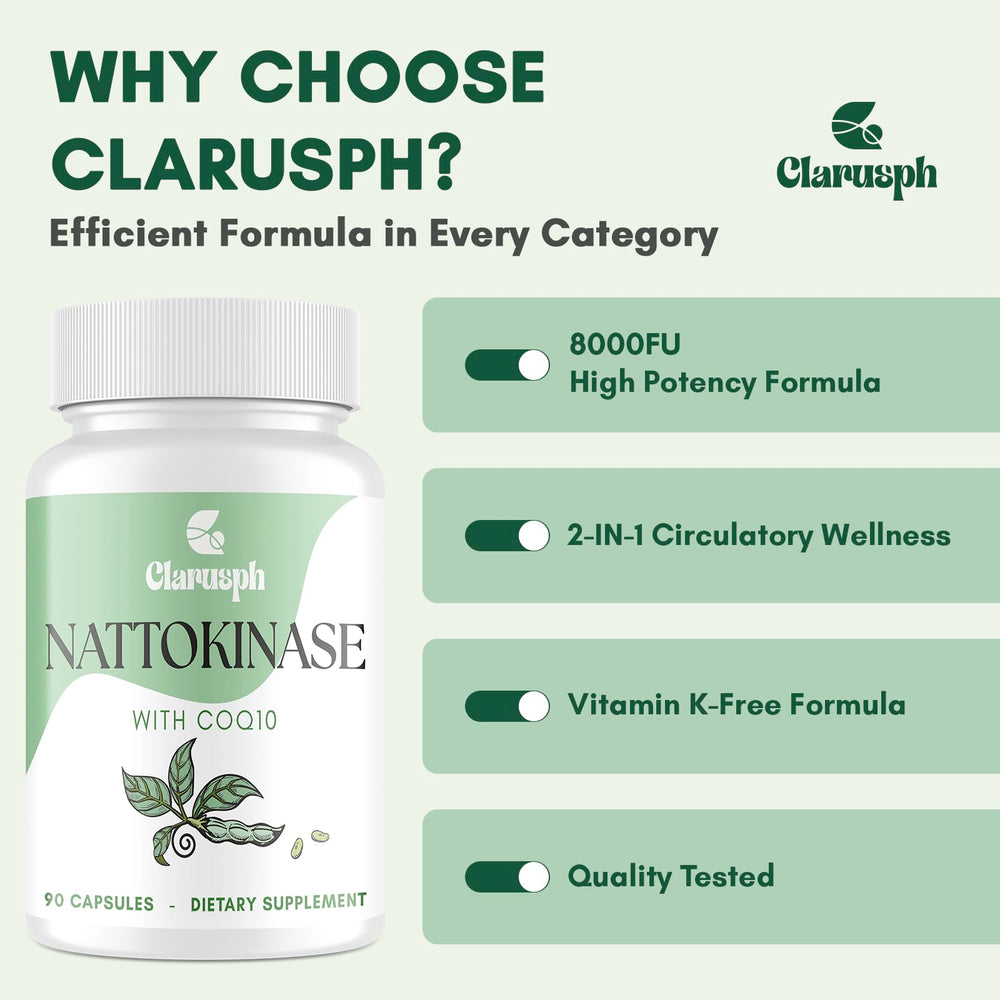 Clarusph bottle front view with pills ready for daily use