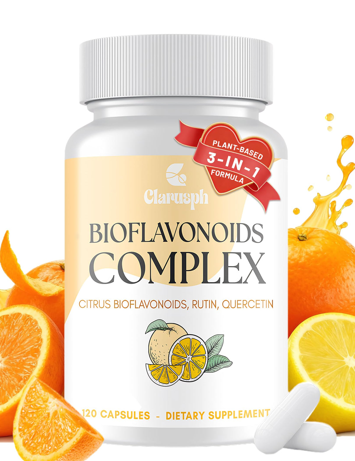 Clarusph Citrus Bioflavonoids bottle with capsules for antioxidant support