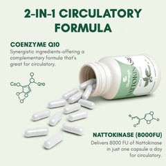 Clarusph Nattokinase-CoQ10 capsules stacked for easy daily dosing.