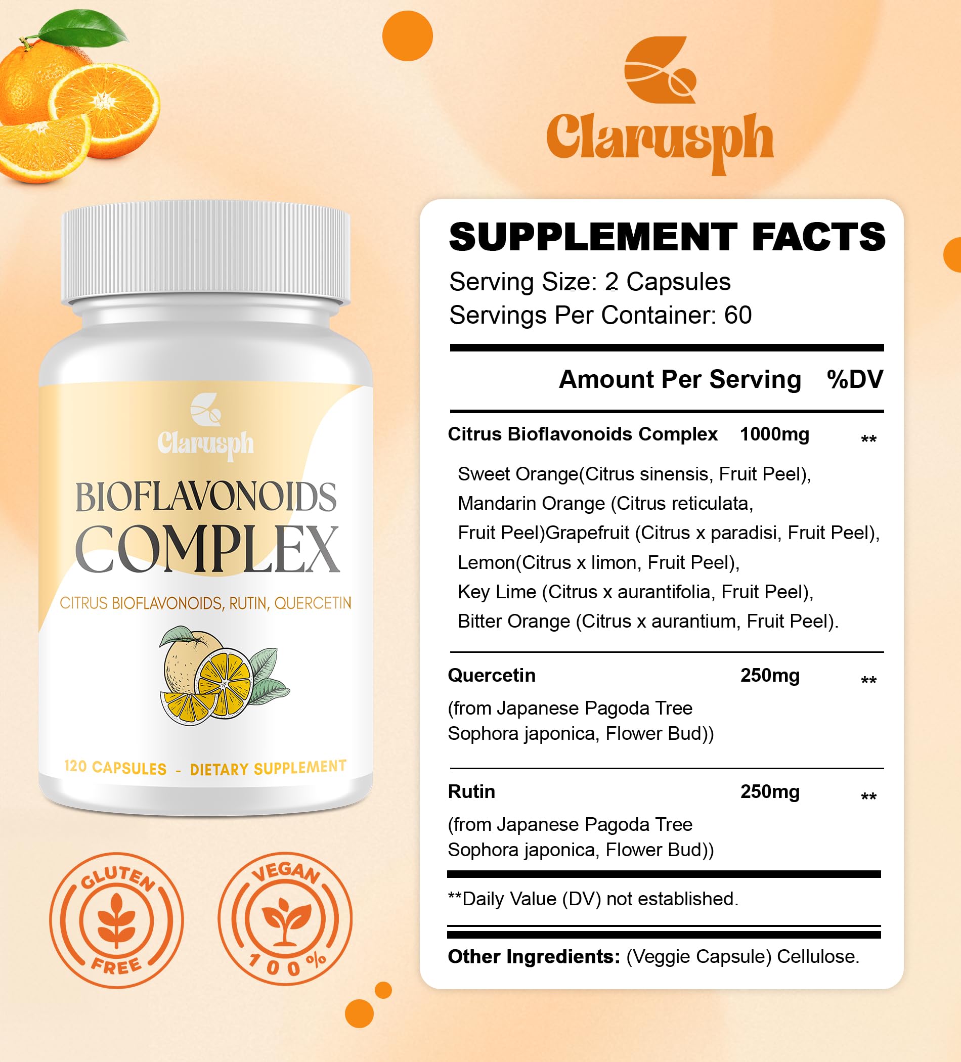 Clarusph rutin capsules featured for holistic flavonoid support