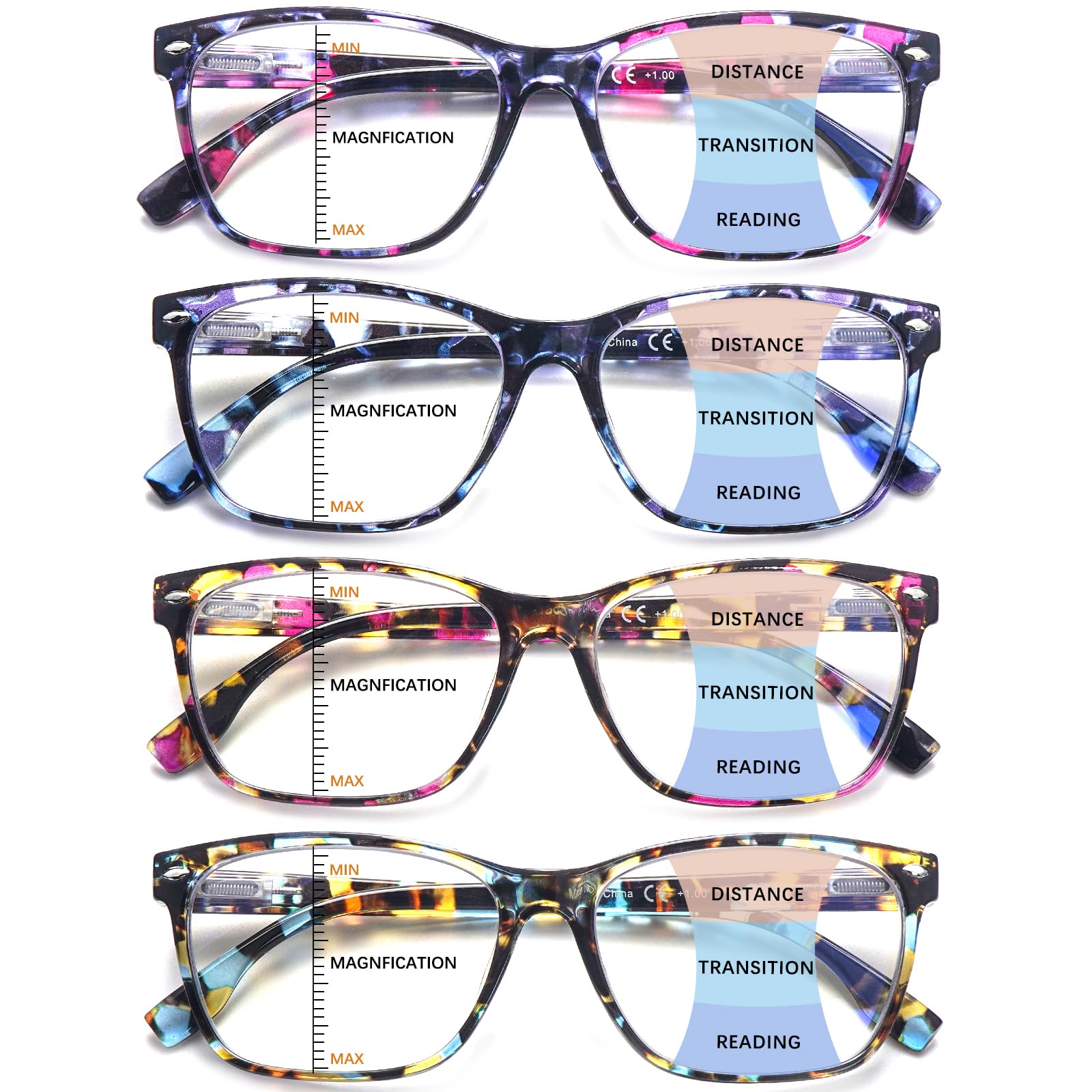 CLASAGA pattern print blue light blocking reading glasses ideal for office use