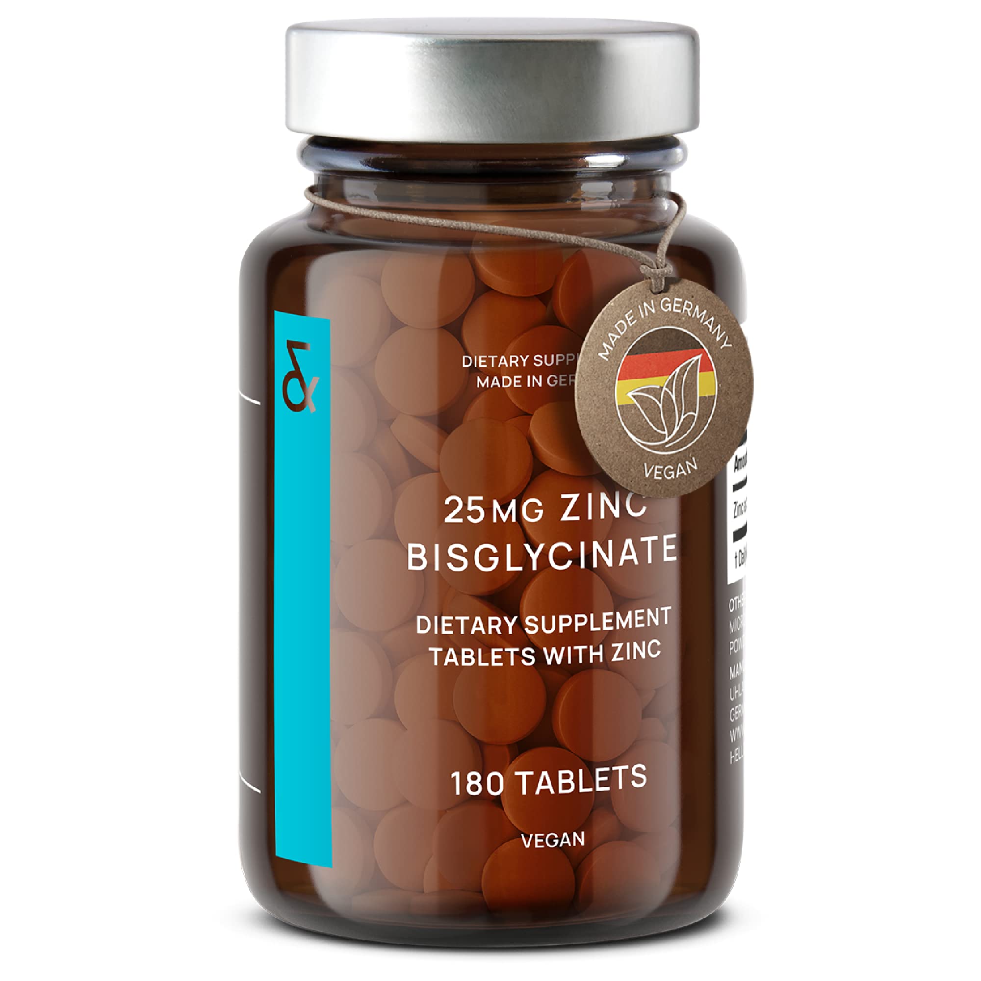 CLAV Zinc Bisglycinate tablet close-up, high bioavailability for daily immune support.