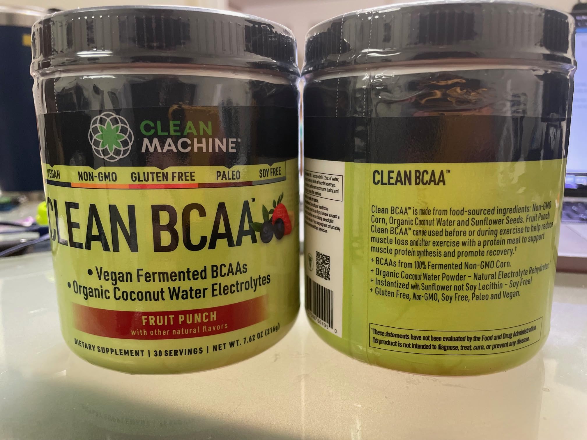 Clean Machine post-workout recovery shot suggests amino assistance after exercise.