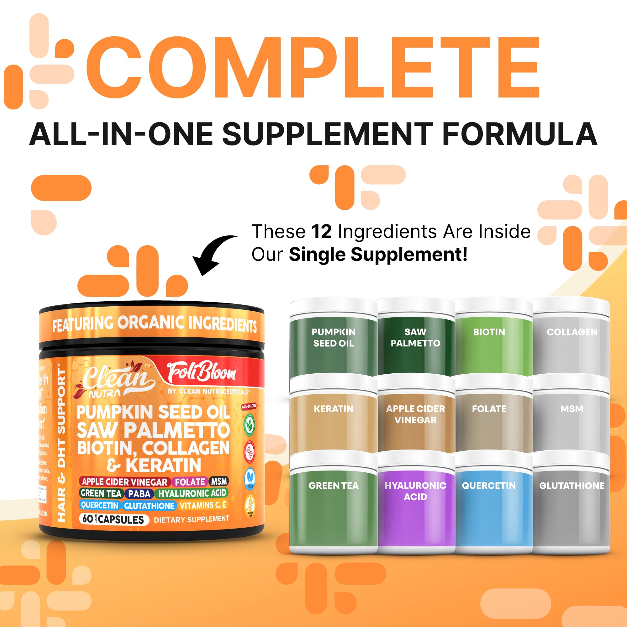 Clean Nutra 60 capsules close-up for convenient daily use