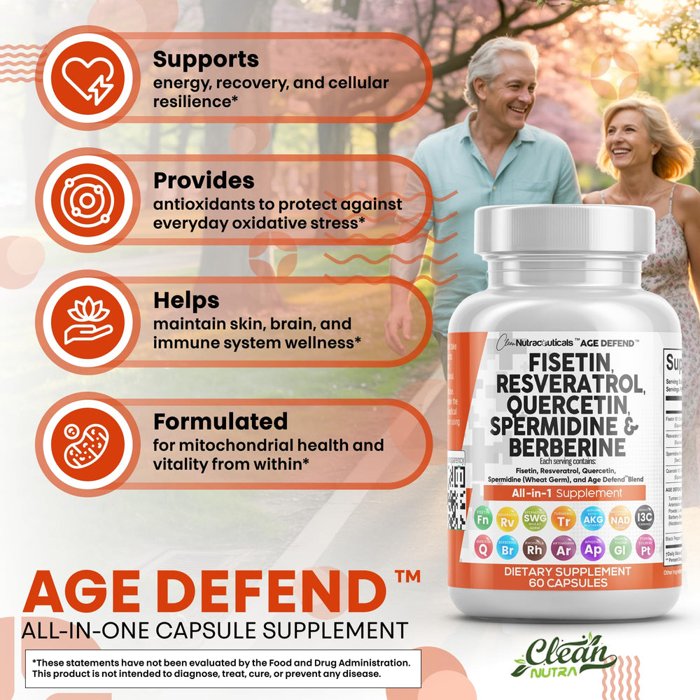 Clean Nutraceuticals Age Defend blend with ashwagandha and collagen supports daily resilience