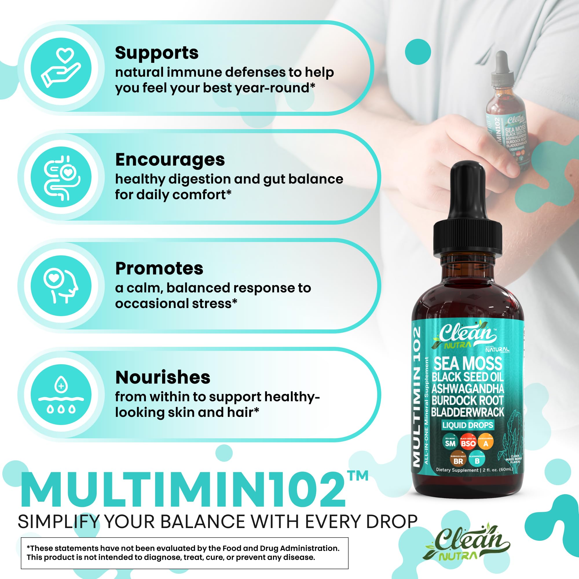 Clean Nutraceuticals Bladderwrack herbal blend highlights mineral‑rich botanical mix.