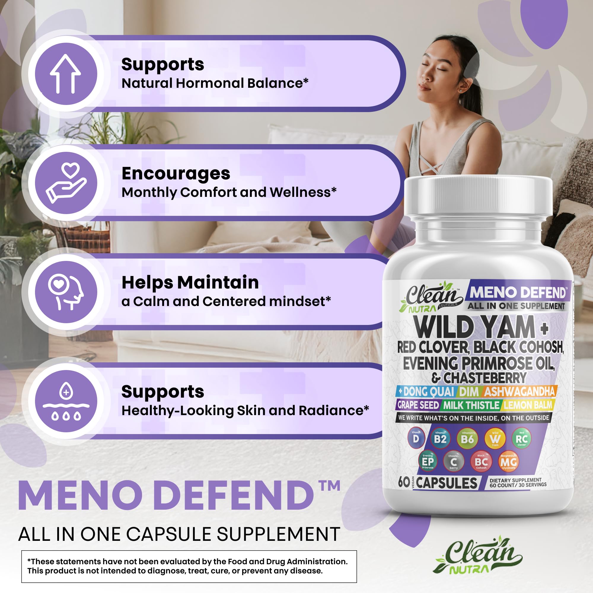 Clean Nutra Chaste Tree Berry capsules bottle for cycle support and emotional calm.