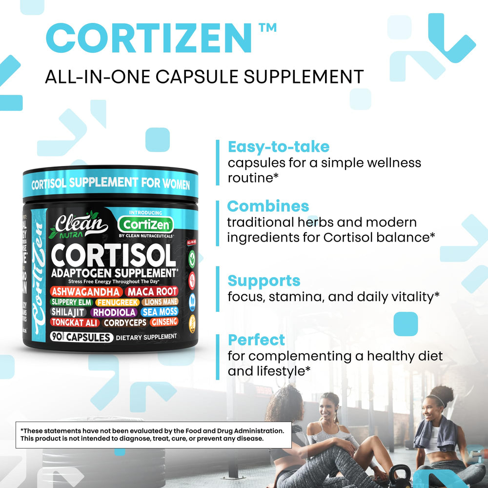 Clean Nutra Cortisol Lions Mane powder showcases cognitive-friendly ingredients for focus.