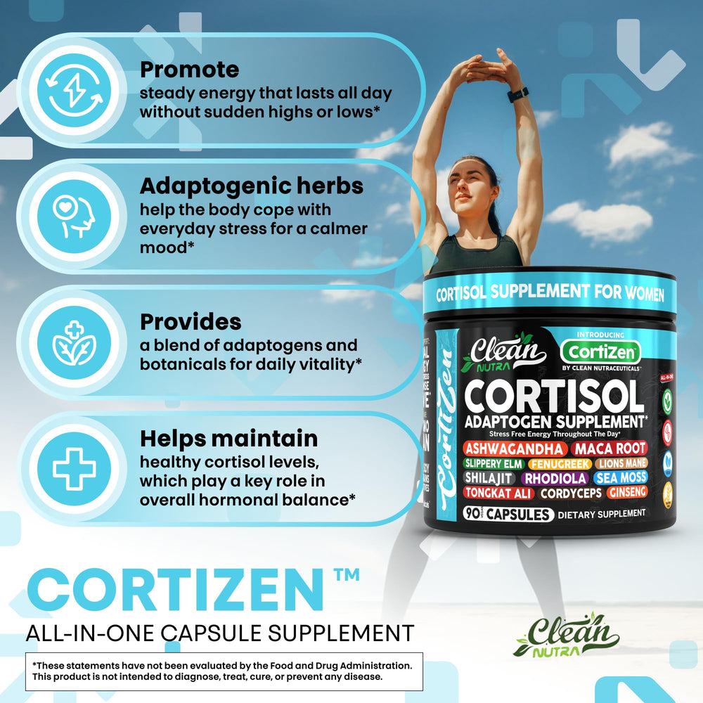 Clean Nutra Cortisol Shilajit powder signals mineral-rich vitality for endurance.