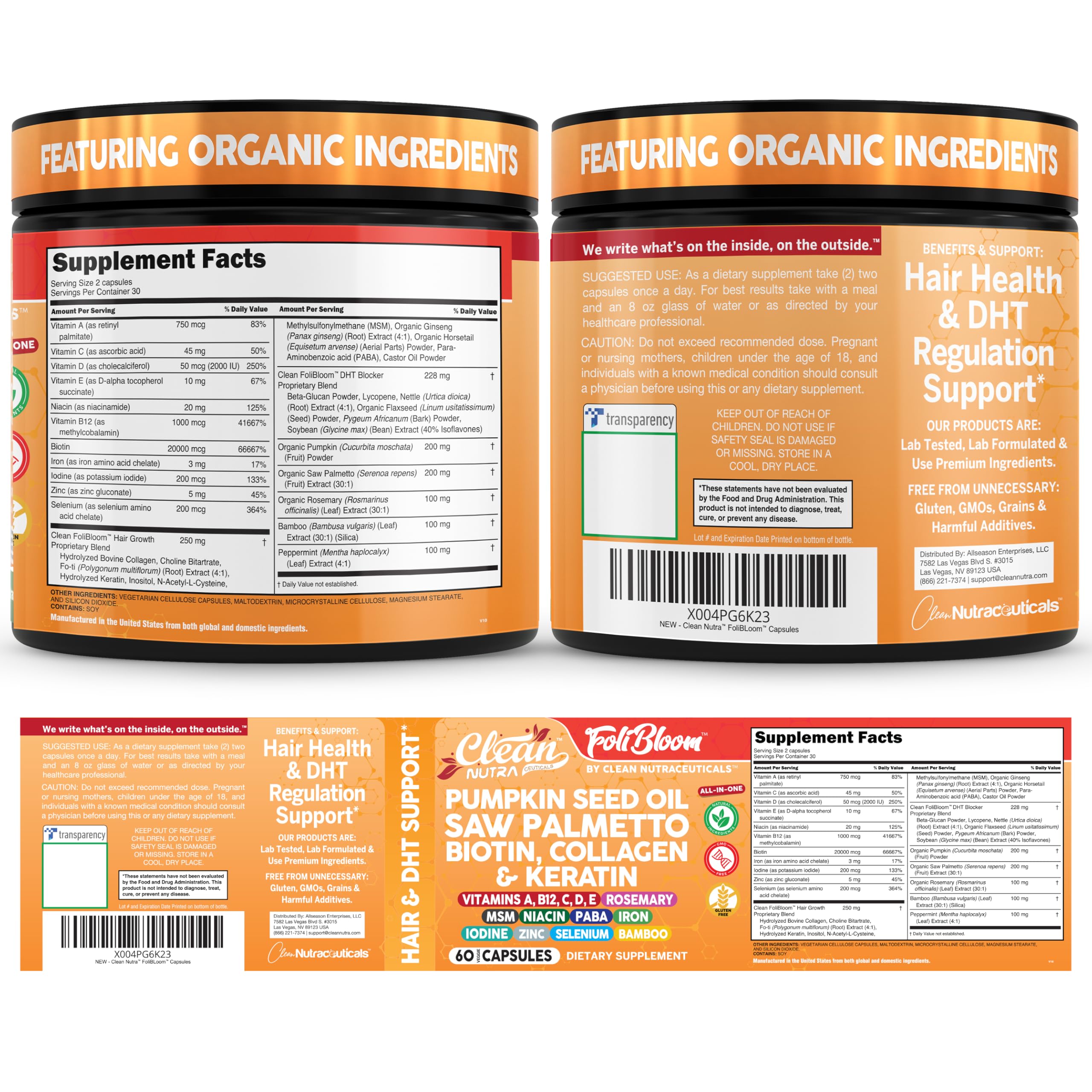 Clean Nutra daily-use packaging emphasizing consistency for men and women
