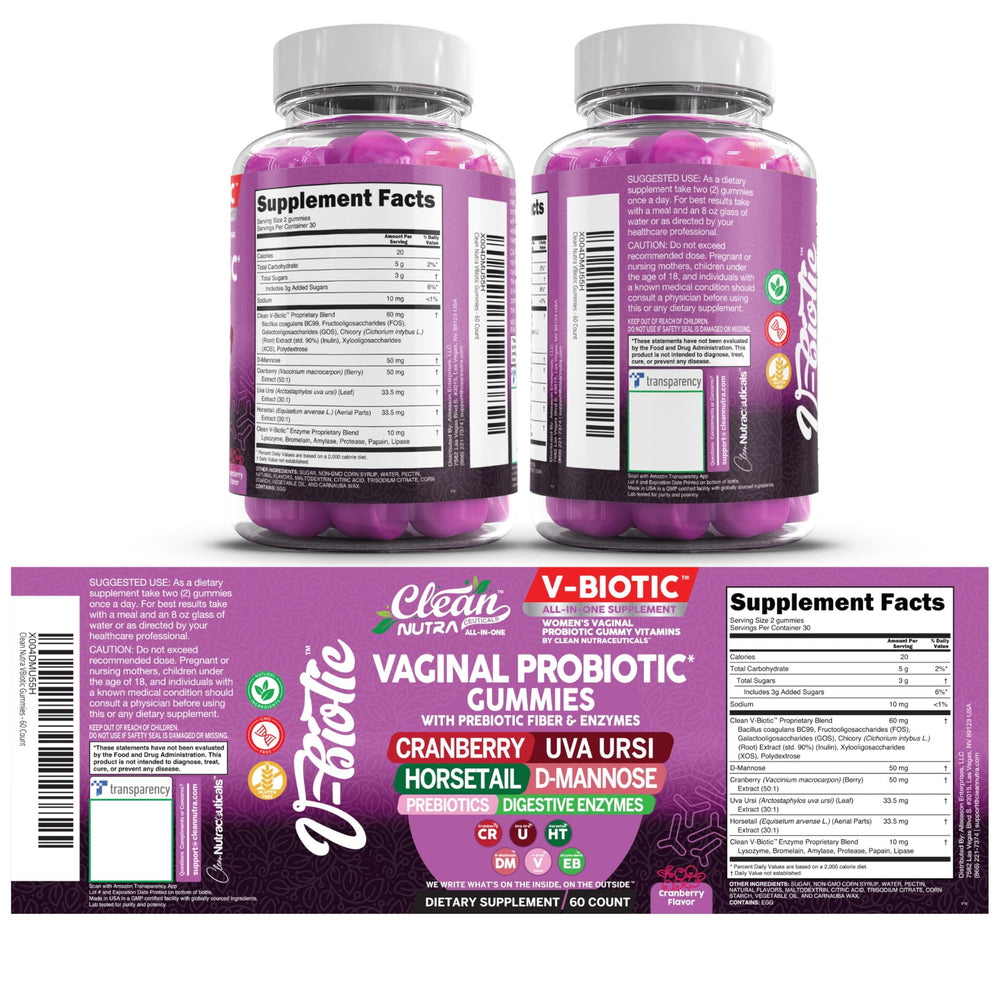 Clean Nutra Digestive and urinary wellness gummies serving, easy daily routine