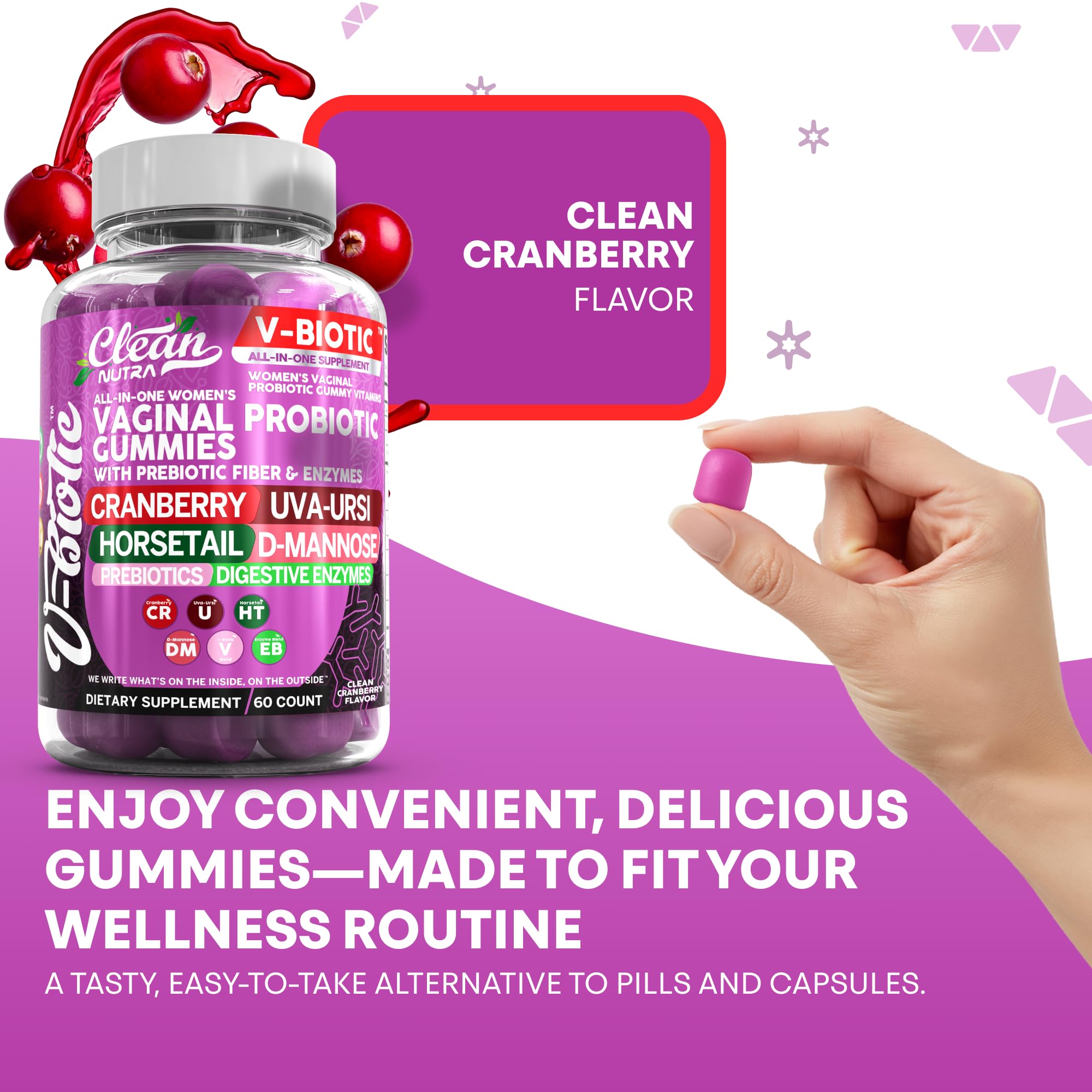 Clean Nutra Enzyme blend gummies closeup, aids digestion