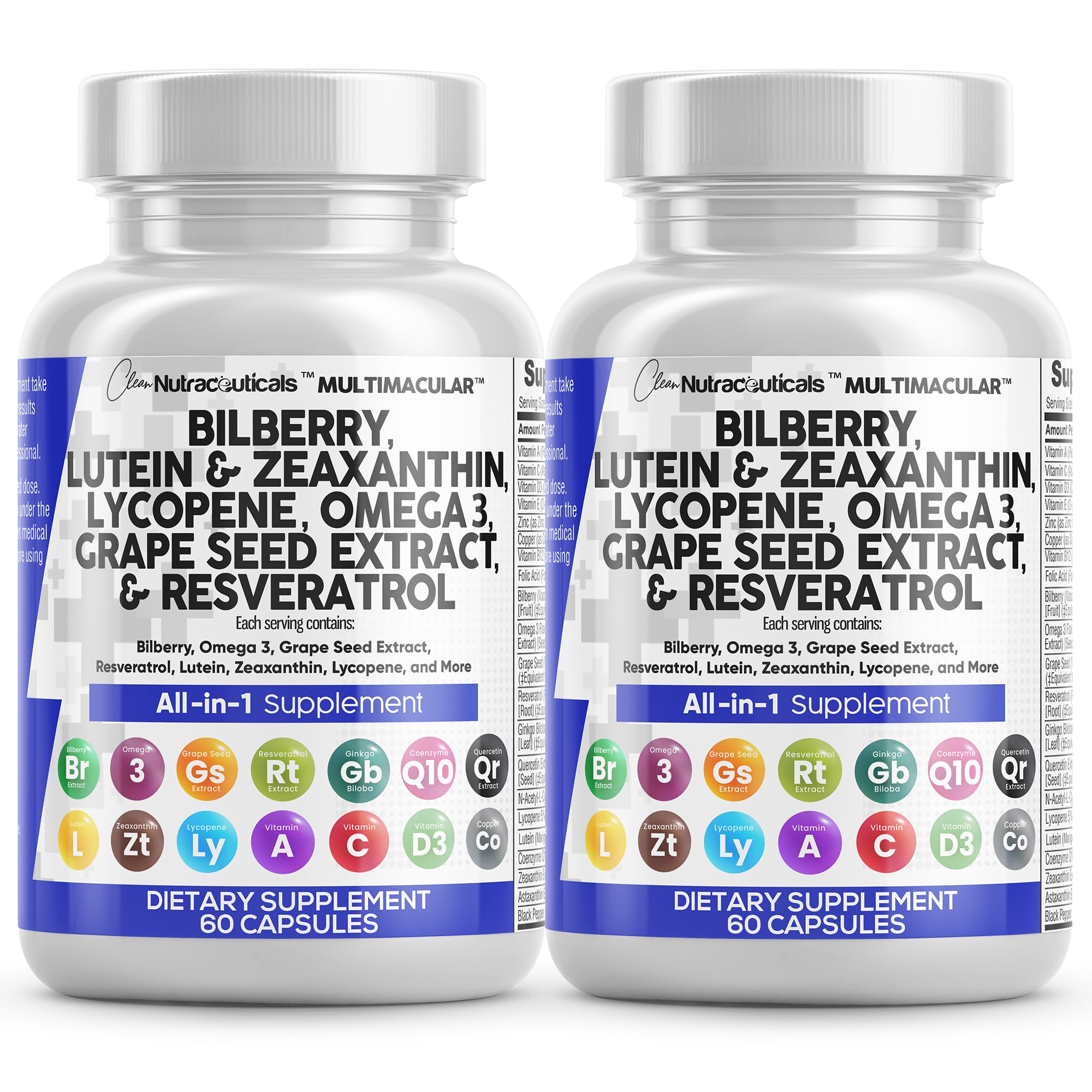 Clean Nutra Eye Vitamins bottle front with bilberry and lutein for daily eye support