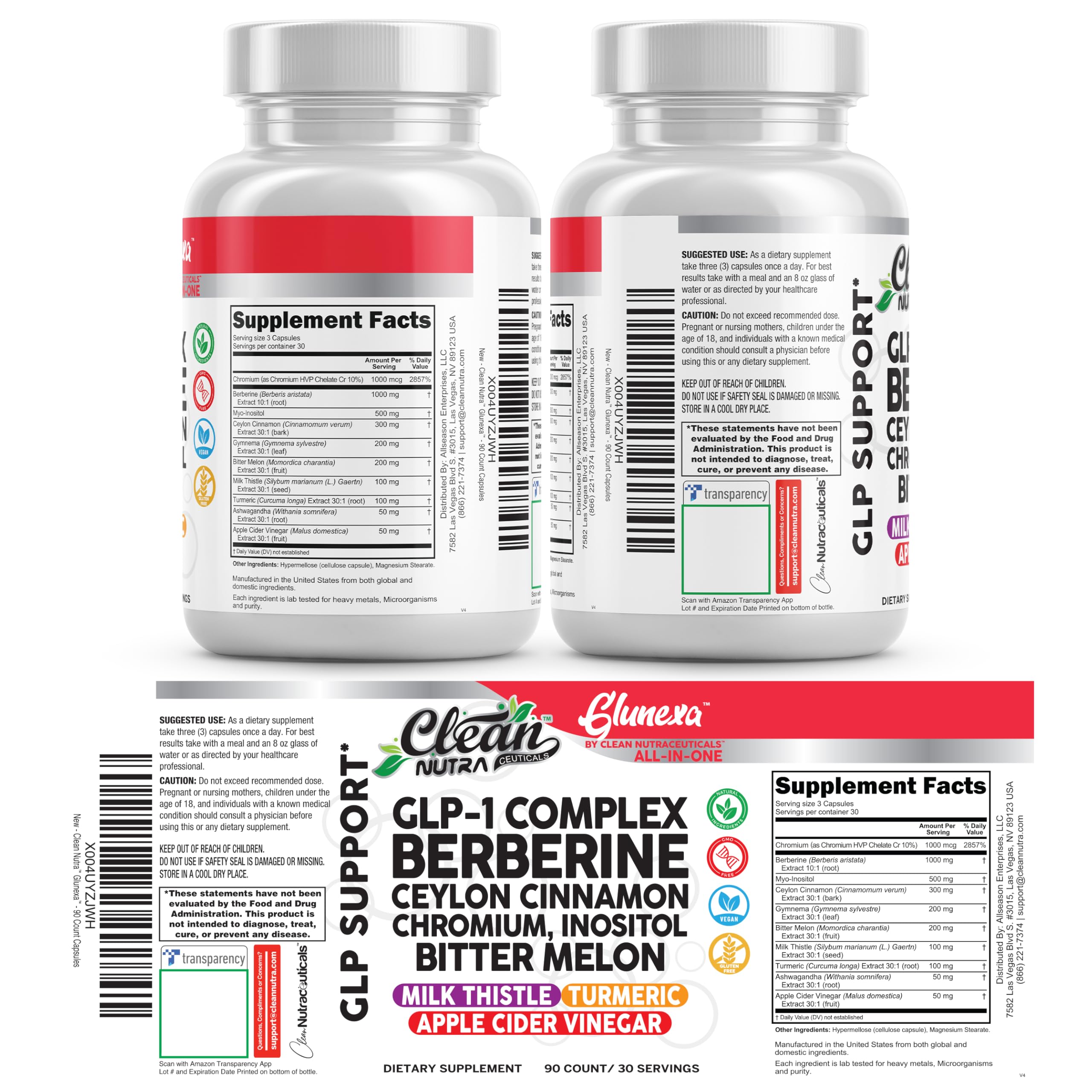 Glunexa ashwagandha root segment emphasizing herbal blend richness