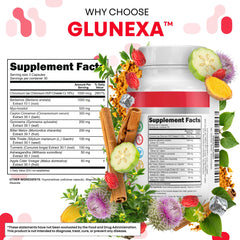 Glunexa berberine cinnamon blend with turmeric and bitter melon visuals
