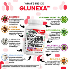 Glunexa capsules closeup highlighting berberine and cinnamon blend