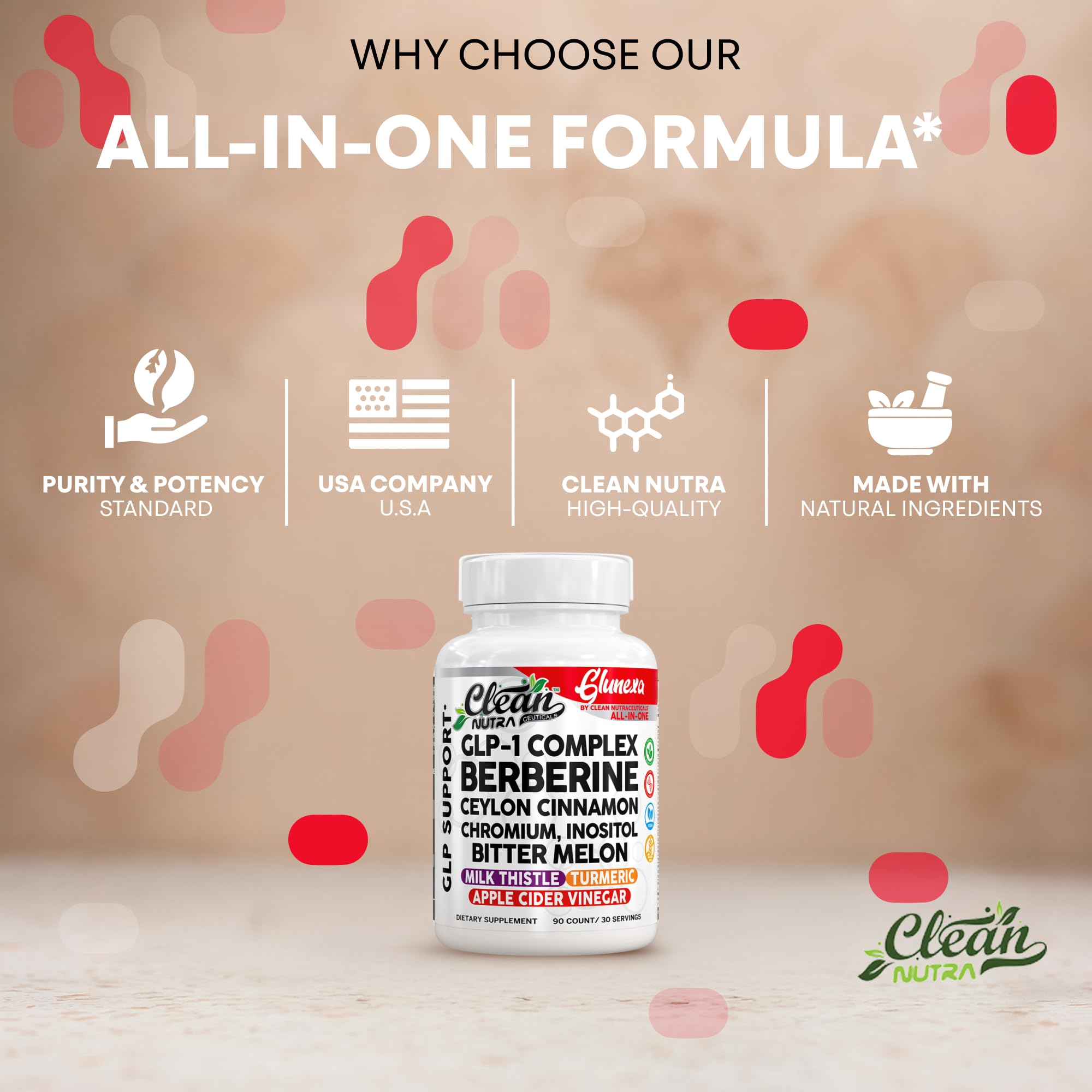 Glunexa milk thistle and ashwagandha botanicals beside other ingredients