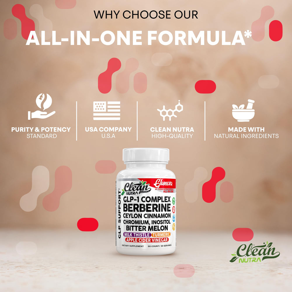 Glunexa milk thistle and ashwagandha botanicals beside other ingredients