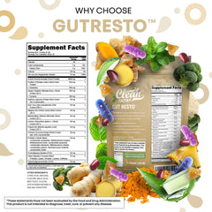 Clean Nutra GutResto ginger powder with peppermint oil offering refreshing flavor.