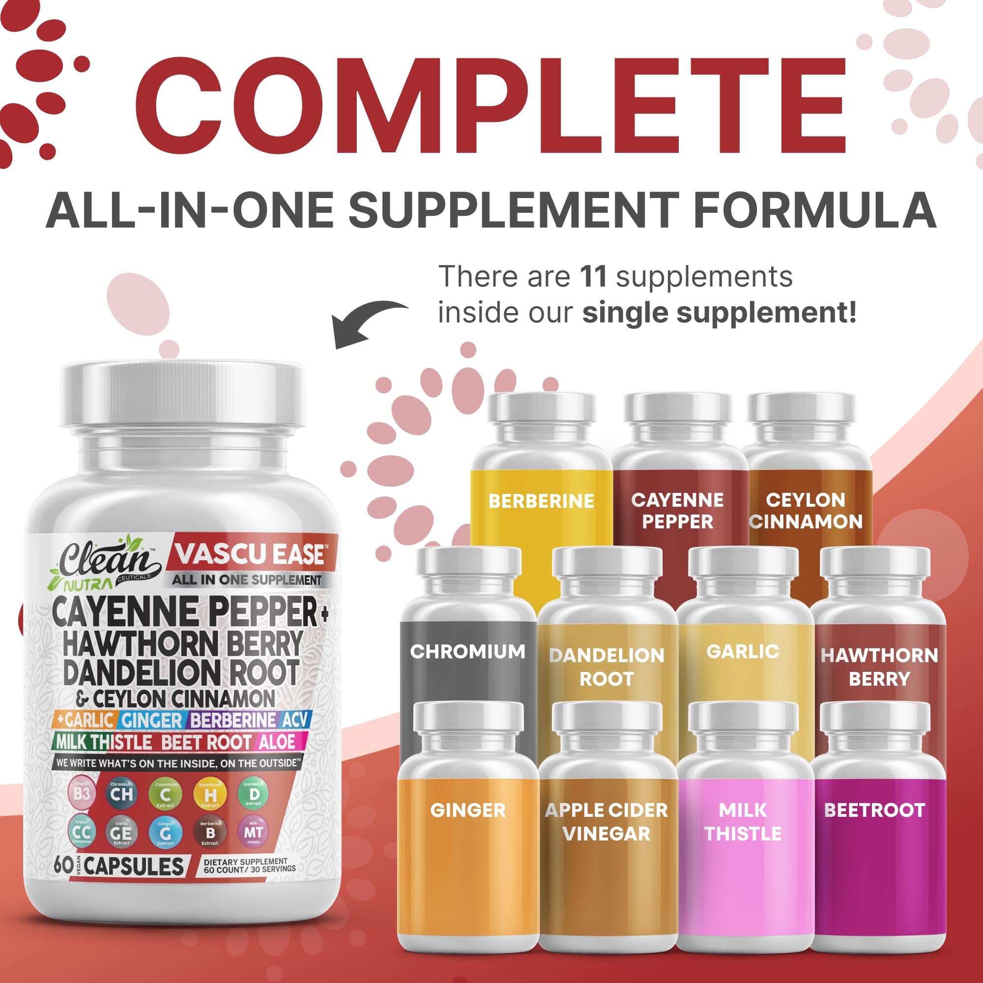 Clean Nutra Hawthorn Berry extract bottle emphasizing heart and vein health
