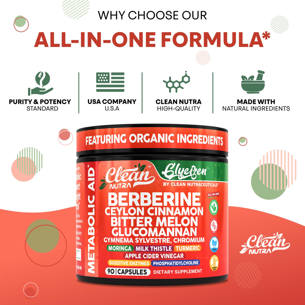 Konjac root and chromium components featured in GlyciZen blend for balance.