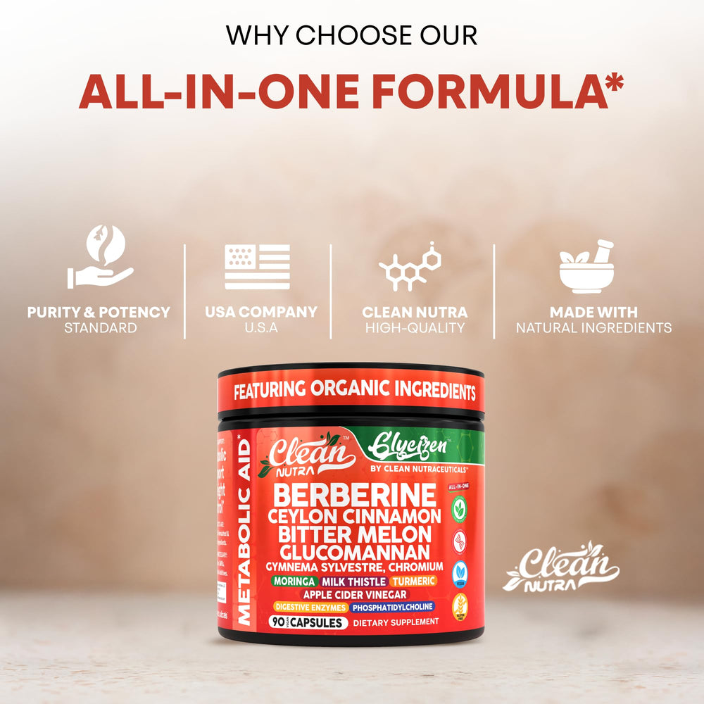 USA facility seal and production area behind Clean Nutra GlyciZen for quality.