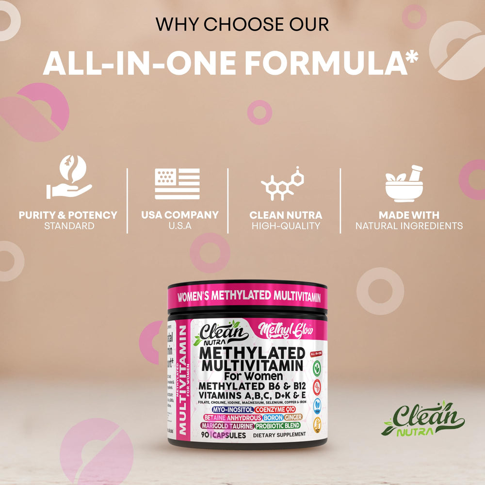 Iron tablets in Clean Nutra Methyl Glow cater to women’s wellness needs.