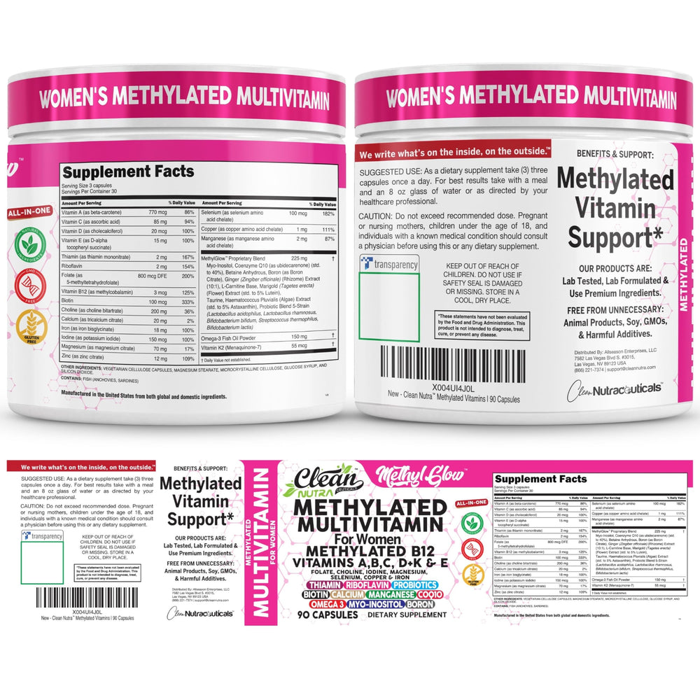 Vitamin B12 capsule from Clean Nutra Methyl Glow emphasizes cellular energy support.