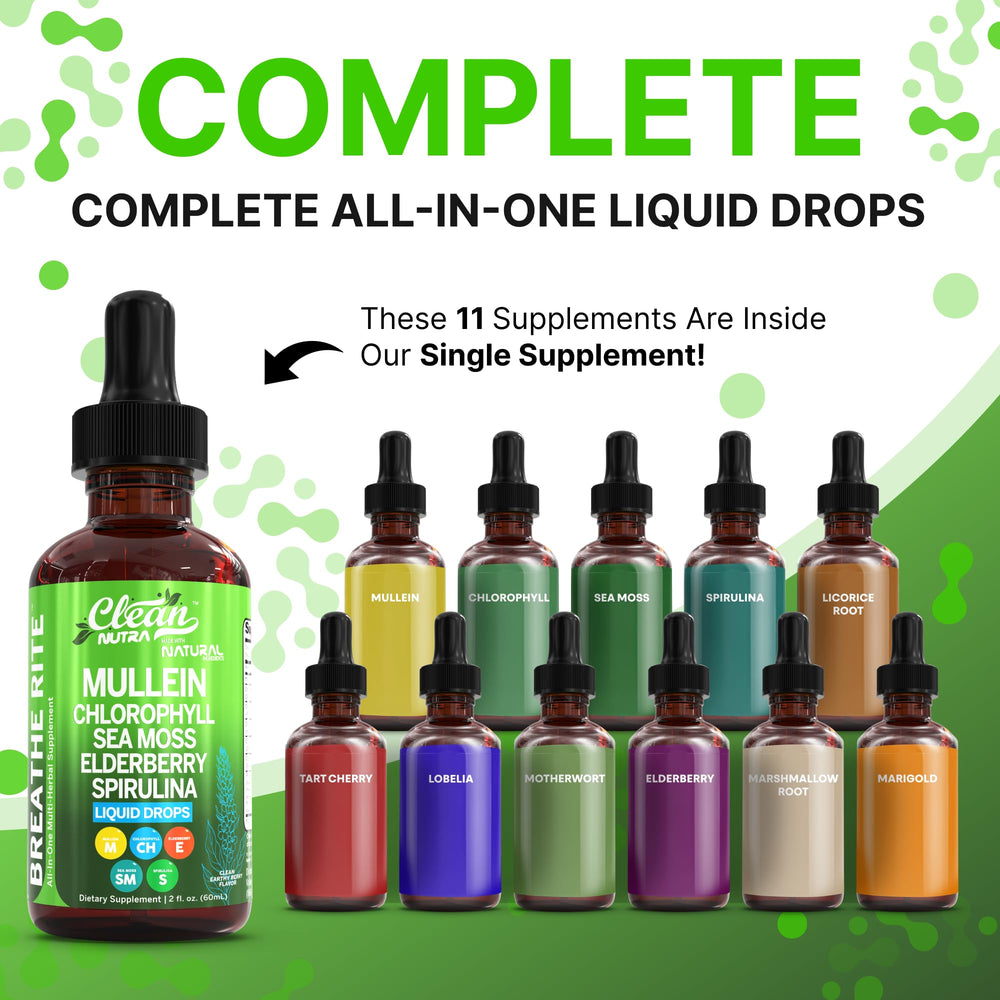 Clean Nutra Mullein Drops bottle pour for easy daily dosing.