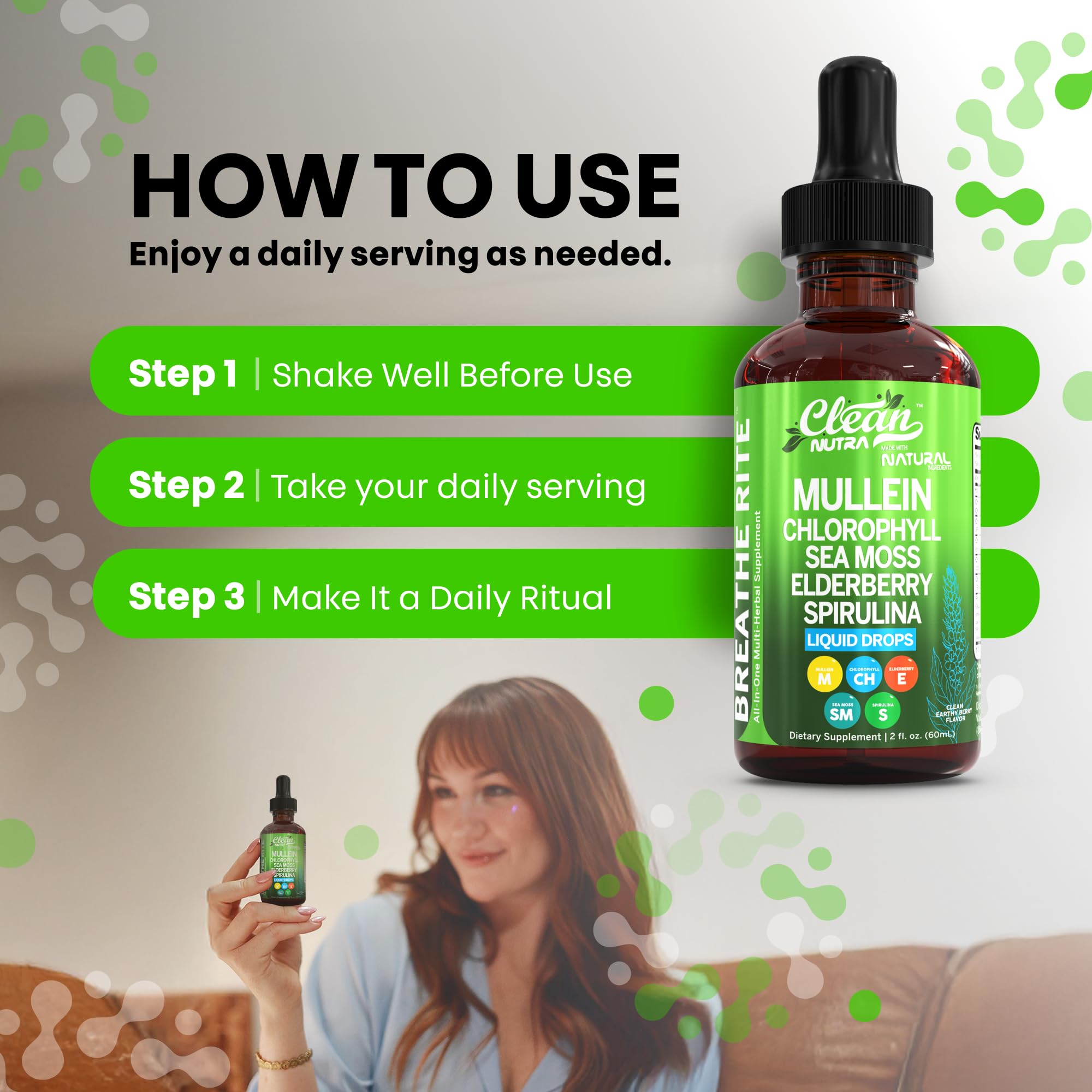 Clean Nutra Mullein Drops motherwort tincture signals stress balance support.