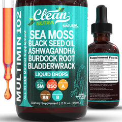 Clean Nutraceuticals Multimin102 bottle with pour cap, highlighting liquid wellness support.