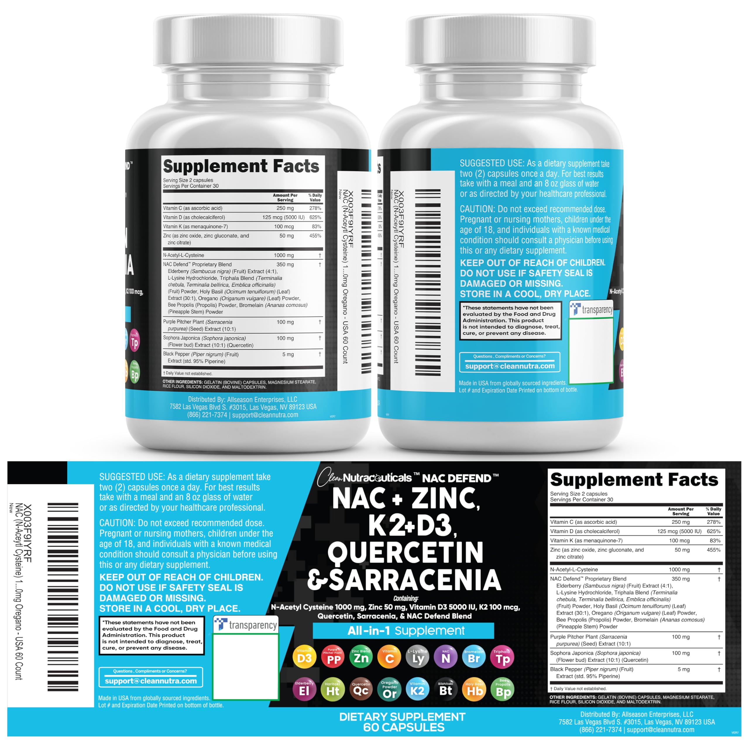 Clean Nutra NAC Defend capsules ready to take with a glass of water