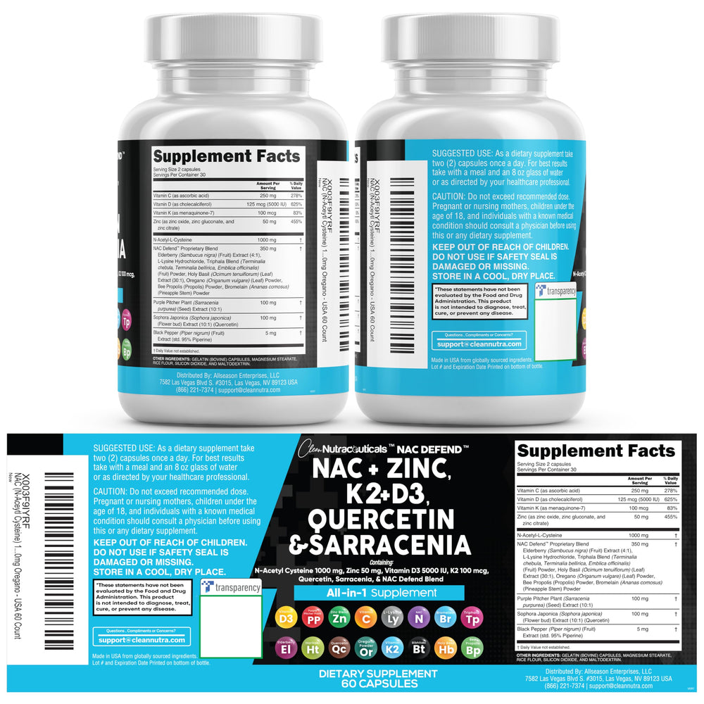 Clean Nutra NAC Defend capsules ready to take with a glass of water