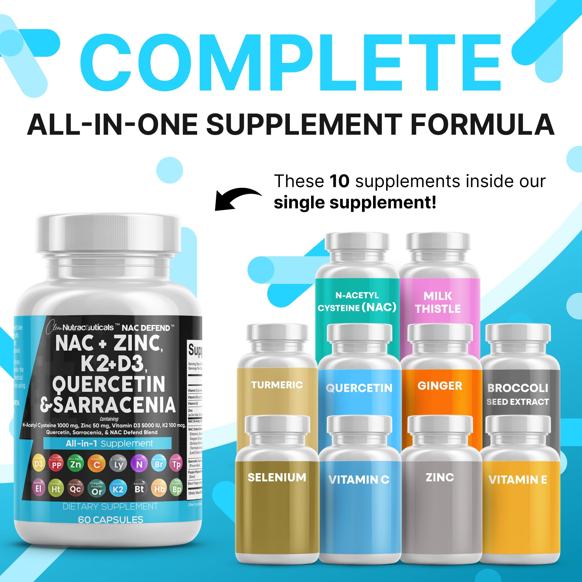 Clean Nutra NAC Defend capsules close-up highlights a convenient two-capsule daily dose