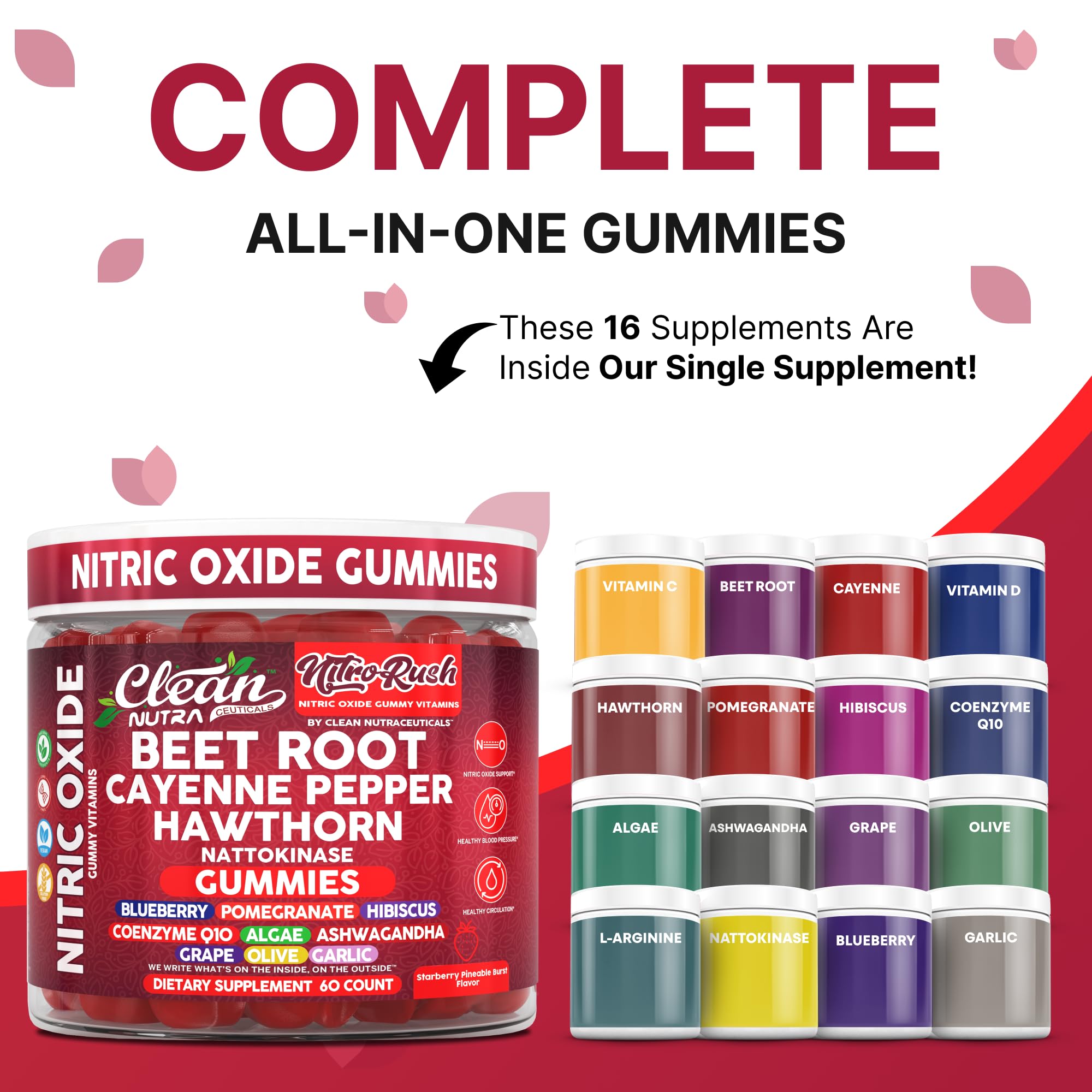 Clean Nutra Nitro Rush bottle back view showing ingredients and dosage