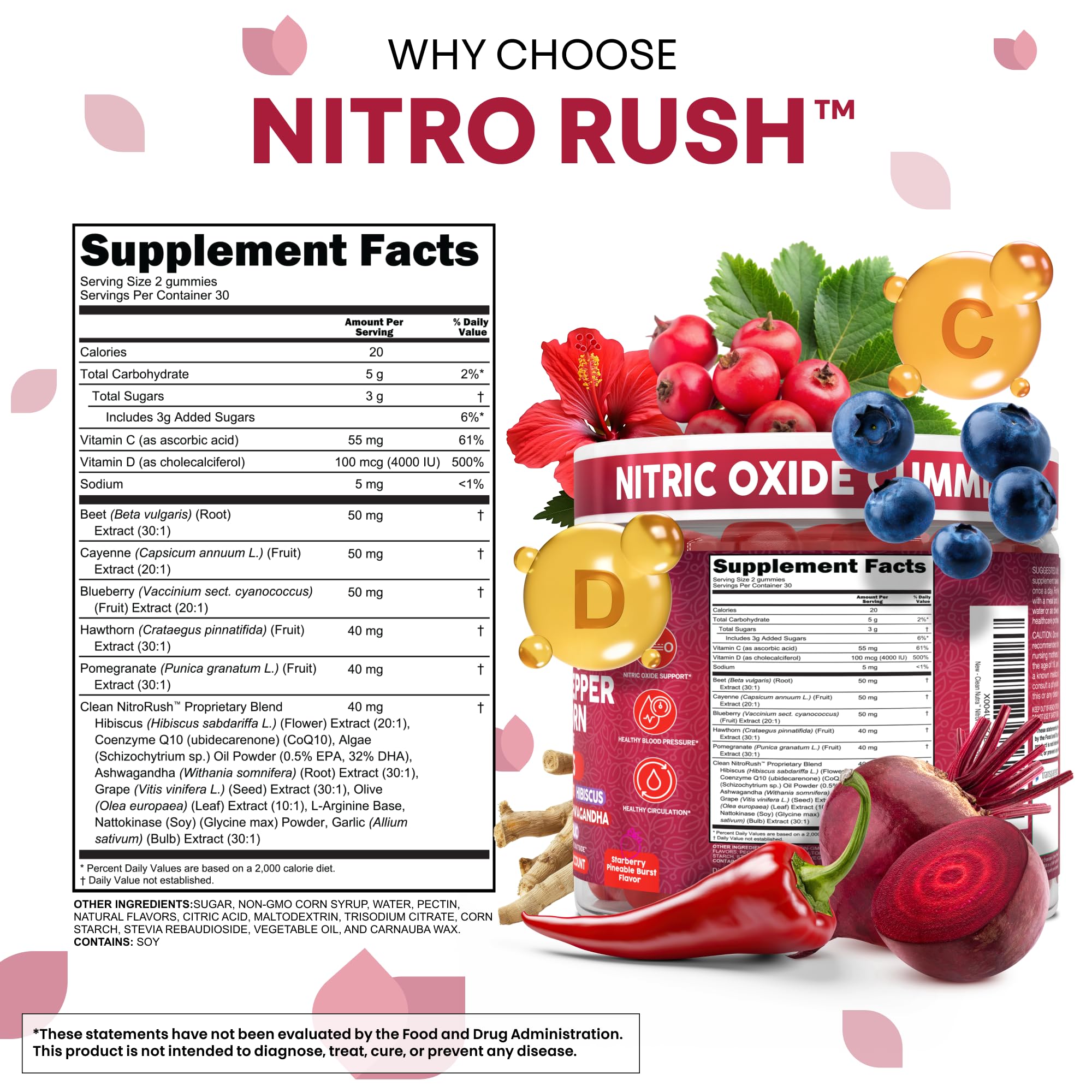 Clean Nutra Nitro Rush cayenne pepper gummies with spicy aroma and color