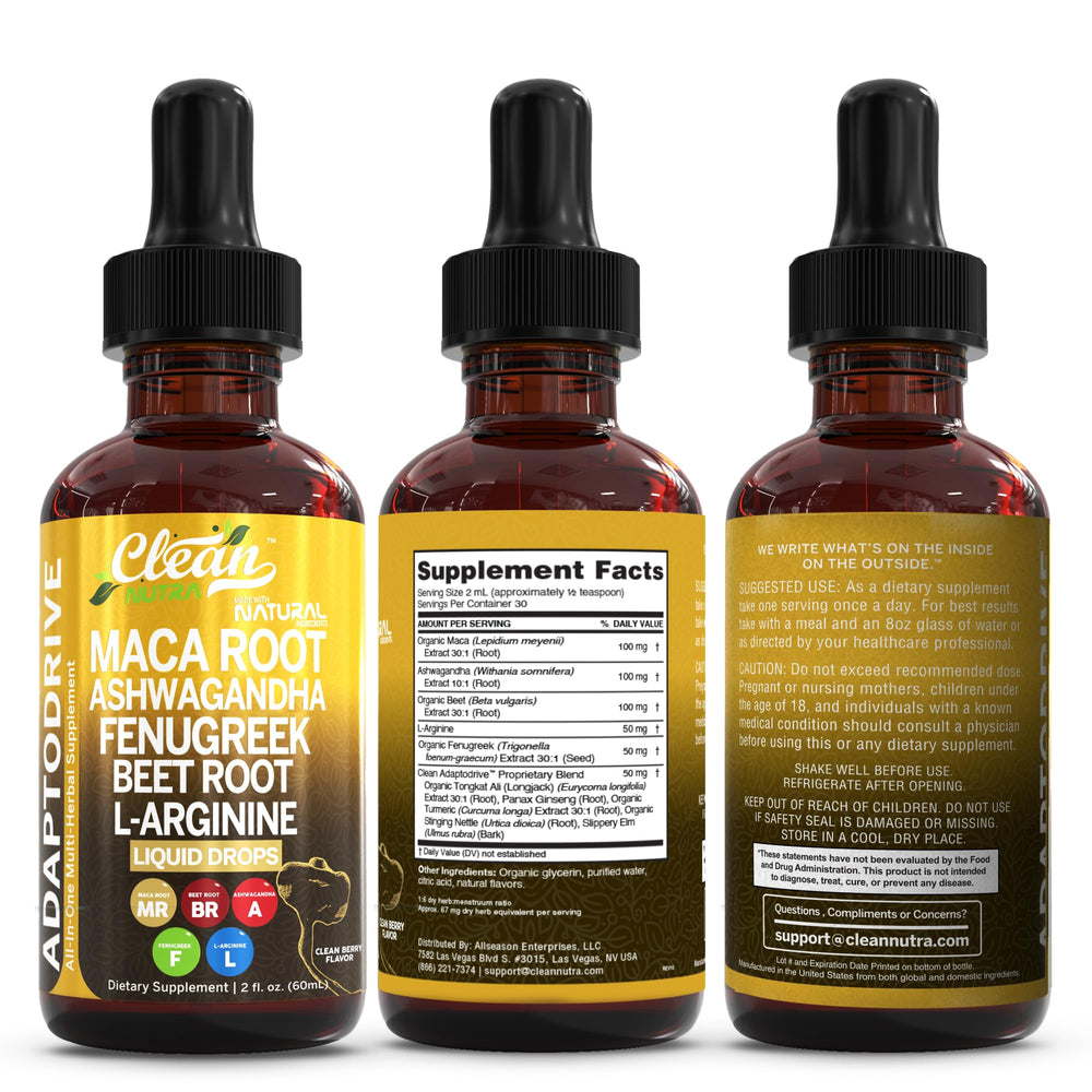 Clean Nutra nutrition panel highlights trace minerals for vitality.