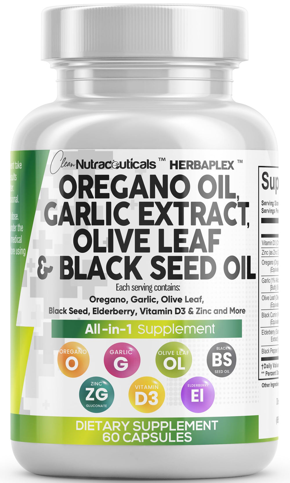 Clean Nutra oregano oil capsules bottle with potent blend for daily wellness.