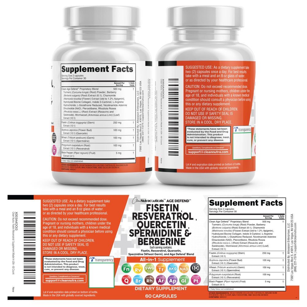 Clean Nutraceuticals packaging highlights 18 ingredients and longevity-focused design